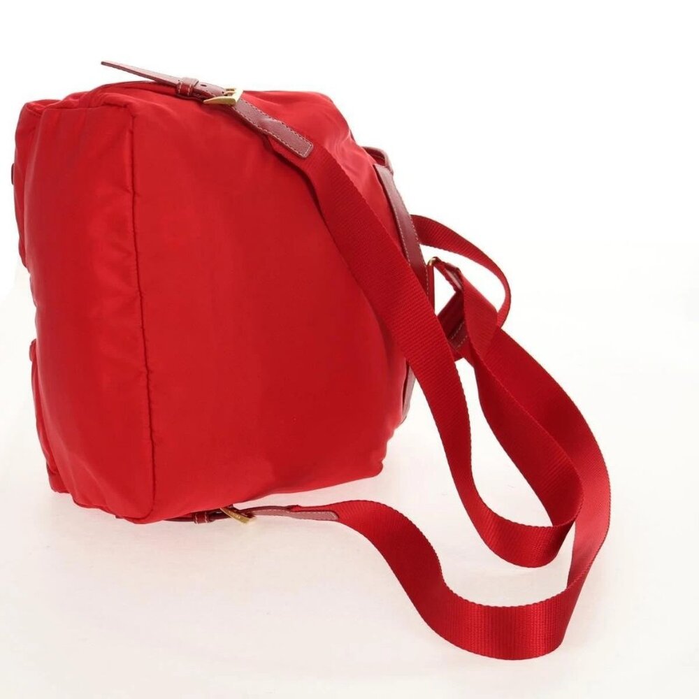 PRADA Backpack Nylon Red Gold Auth 158701V - Picture 8 of 16